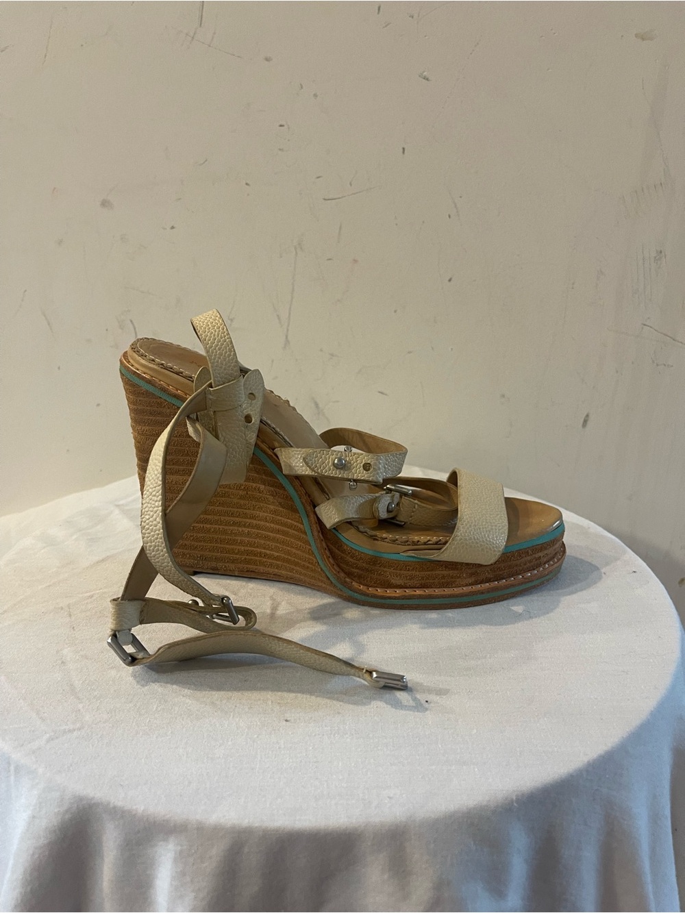 Rag & Bone Leather Wedge Sandals with Ankle Strap